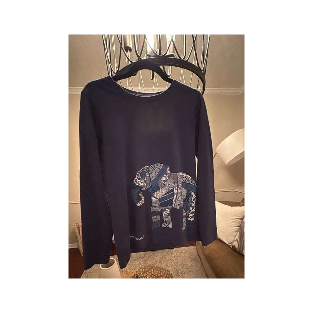 Life is Good Crusher Tee Long Sleeve Elephant Mandala Graphic Top M - Picture 2 of 6